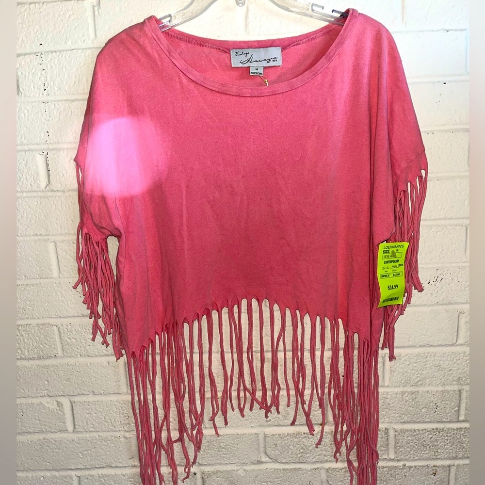 Vintage Havana NWT Medium Fringe Pink Crop Top